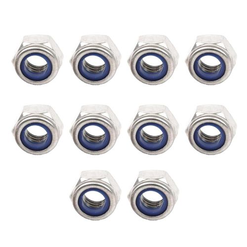 LOYELEY Hex Lock Nuts 10pcs M6 x Width 10mm Thickness 6mm Nylon Lock Nut Nylon Insert Nut Nylon Insert 304 Stainless Steel Durable Hex Head Silver