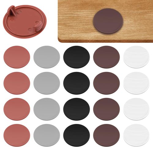 Keadic 100Pcs Hinge Hole Covers, 38mm(1.49 in) Dia Plastic Concealed Hole Cover Round Flush Type Caps, Multicolor Round Caps for Cabinets, Desks, Furniture Screw Holes Decoration Needs