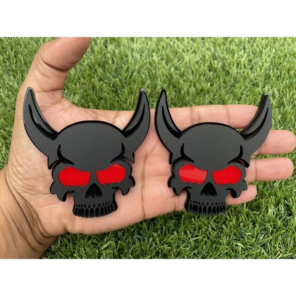 Demon Skull Red Eye Emblem Badges Custom New
