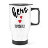 Personalised Hers Heart Name Travel Mug Cup with Handle