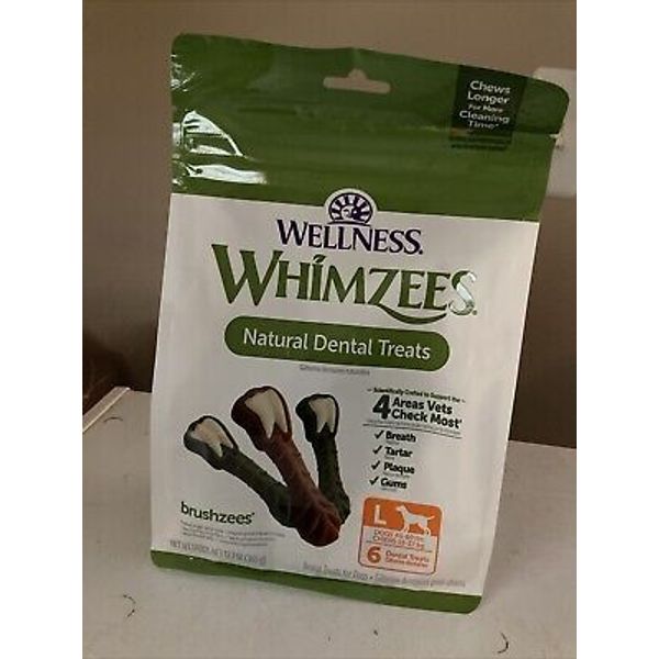 WHIMZEES By Wellness Brushzees Natural Dental Chews for Dogs 6 Count Large L