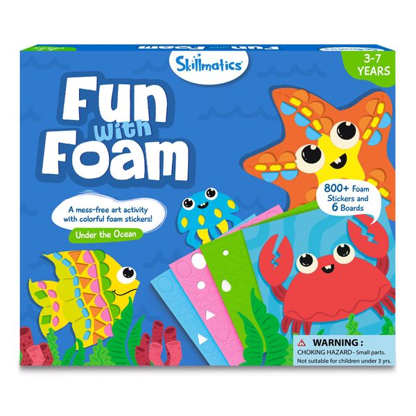 Skillmatics Art Activity - Fun with Foam Underwater Animals, No Mess Felt Sticker Art for Kids, Stocking Stuffers, DIY Craft Kits, Christmas Gifts for Boys & Girls Ages 3, 4, 5, 6, 7