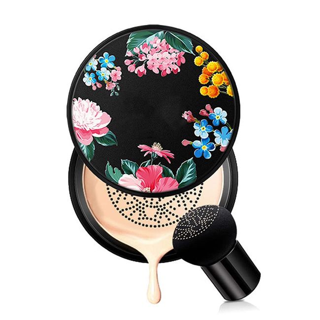 Mushroom Head Air Cushion BB Cream,Liquid Foundation CC Cream, Concealer Lasting Nude Makeup Moisturizing Brightening Pigment CC Liquid Foundation (Natural)