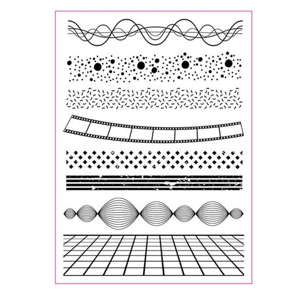 arriettycraft Ceremic Tile Background Clear Stamps for Card Making or Journaling, Dots Lines Waves Borders Silicone Rubber Stamps for Scrapbooking journals Paper Crafts Decoration