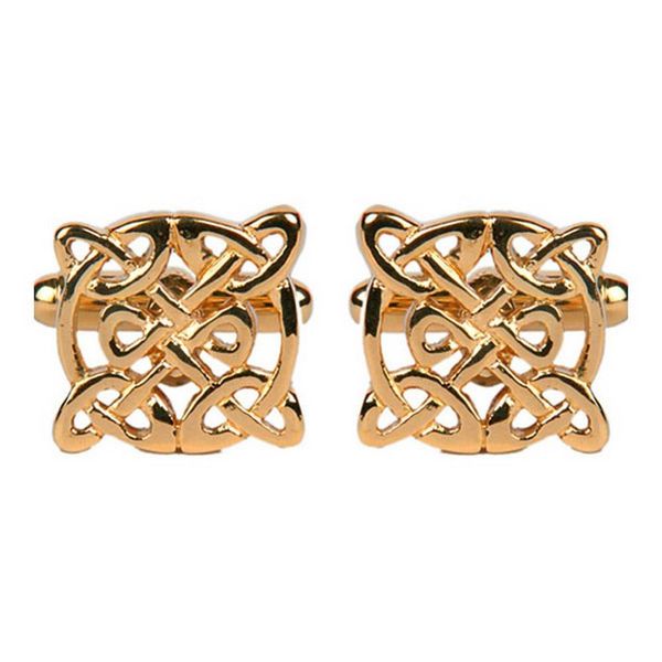 David Van Hagen Mens Circular Celtic Cufflinks - Gold
