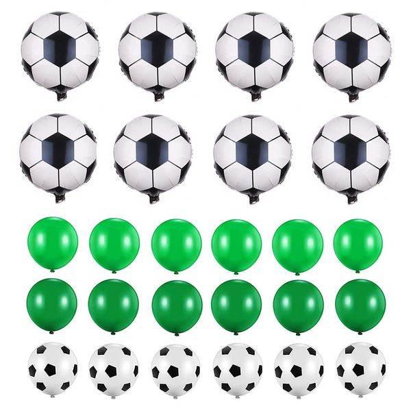 8 Pcs Soccer Balloon 18 Pcs Latex Balloons Foil Balloon Themed Party Decorations Foil Mylar Balloons For Birthday Party Supplies