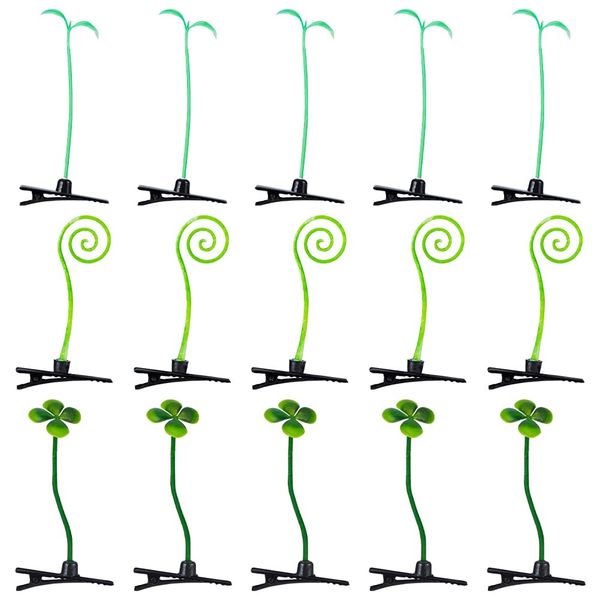 CRASPIRE 54Pcs Bean Sprout Hair Clips Plant Green Grass Hairpins 3 Style Easter Four-leaf Clover Little Barrette Headwear for Women School Home Party Favors Funny Hair Accessories