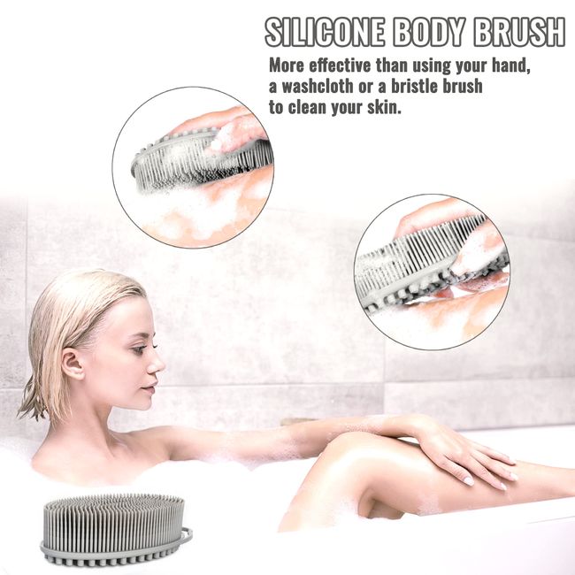 Silicone Body Scrubber Loofah - Set Of 3 Soft Exfoliating Body Bath Shower  Scrubber Loofsh Brush For Sensitive Kids Women Men All Kinds Of Skin
