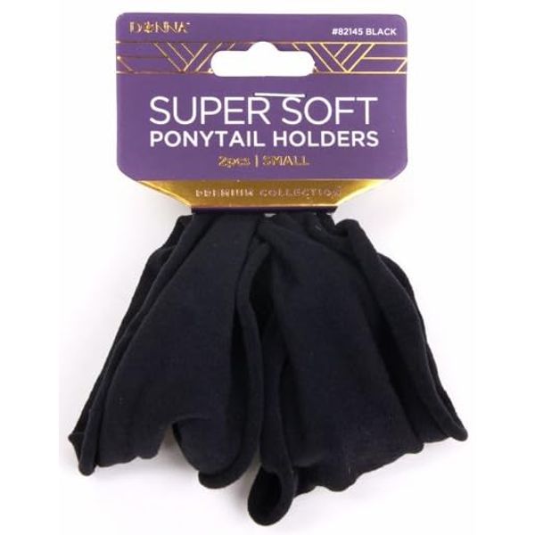 Donna Super Soft Ponytail Holder, Small 2 Psc, Premium Collection (Black) - 1 Count