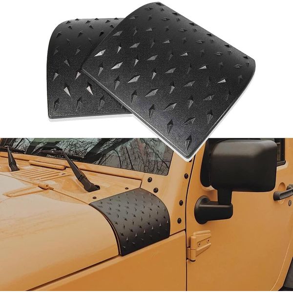 Hooke Road for Jeep JK Accessories Hood Decal Wave Cowl Corner Guards for 2007-2018 Jeep Wrangler JK & JKU Body Armor - Pair