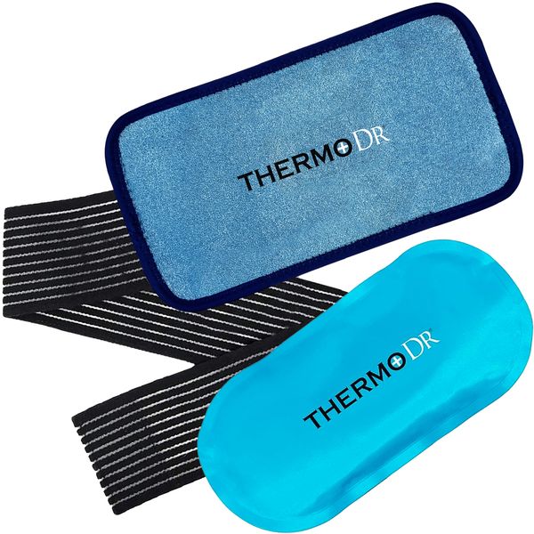 Ice Packs - Gel Ice Pack with Soft Fleece Pouch & Adjustable Straps for Hot & Cold Use - Waterproof, Microwavable Ice Pack for Knees, Back & Neck - Warm & Cold Compress by ThermoDr - Single Pack