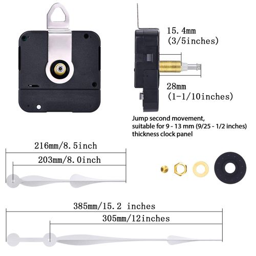 Hicarer High Torque Long Shaft Clock Movement Mechanism Clock Replacement Motor with 12 Inch Long Spade Hands