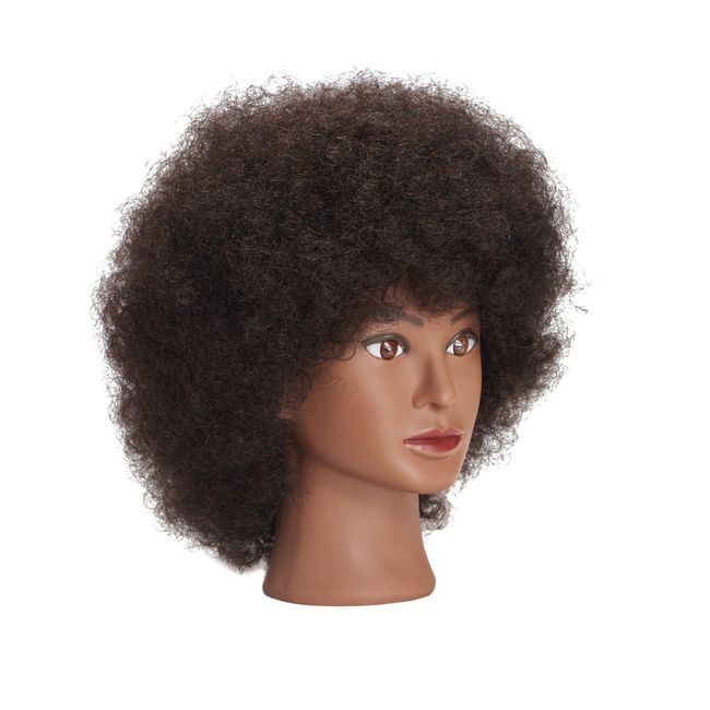 headdoll Afro Curly Mannequin Head with 100% Human Hair Curly Hair  Hairdresser Hair Styling Cosmetology Manikin Head Doll head for Hairdresser