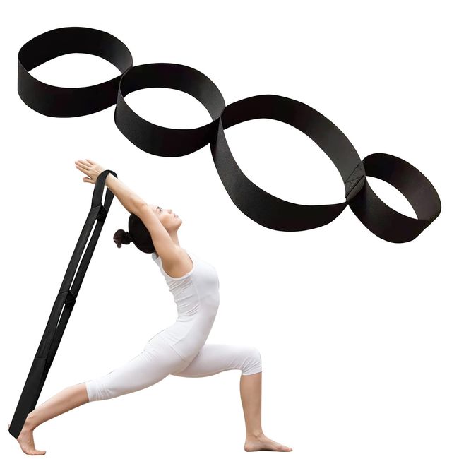 APOMOONS Yoga Band 4 Schlaufen - Dehnungsband Stretching & Yogagurt für Yoga Pilates & Faszien Training, Erleichterte Dehnhilfe & Nachhaltige Schmerztherapie, 100% Baumwolle lange Übungsschlaufe, 96cm