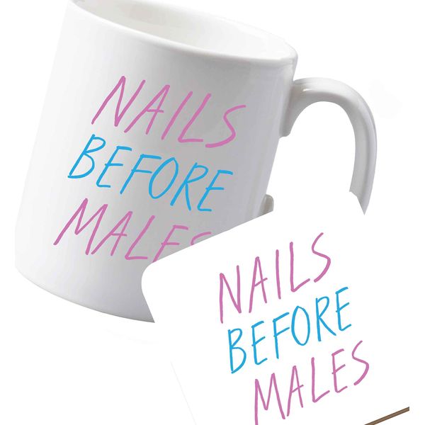 Flox Creative Ceramic Mug and Coaster Nails Before Males Both Sides