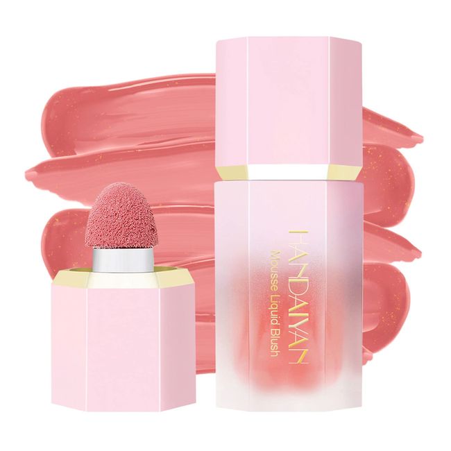 HANDAIYAN Liquid Blush,Blush Flüssig Matte Natürliches,Cream Blush Lang Anhaltendes,Hochpigmentiertes,Leichtes,Aufbaubarer Rouge Flüssig(02#rose)