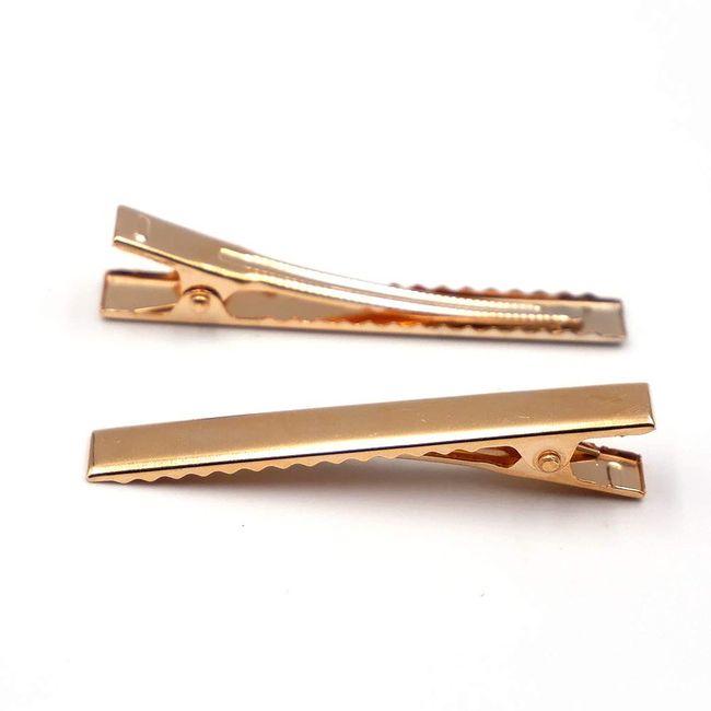 LEISURE CLUB Hair Clips, Approx. 40 Pieces, 2.6 inches (65 mm), Hair Clips, Metal Fittings, Hair Accessories, Parts, Gold, DIY, Hobby, Commercial Use, Adults, Children, Gold, 2.6 inches (6.5 cm)