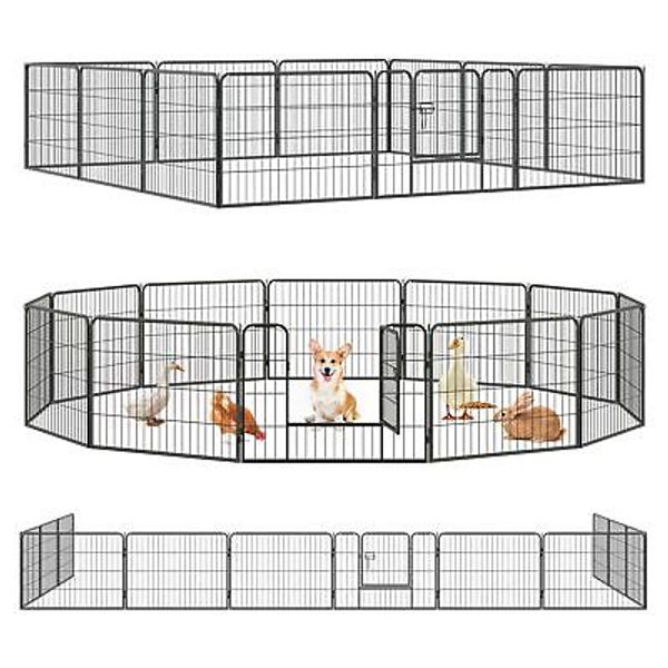 QRDA Metal Dog Playpen Detachable Dog Fence Outdoor for Yard Pet Exercise Pen...