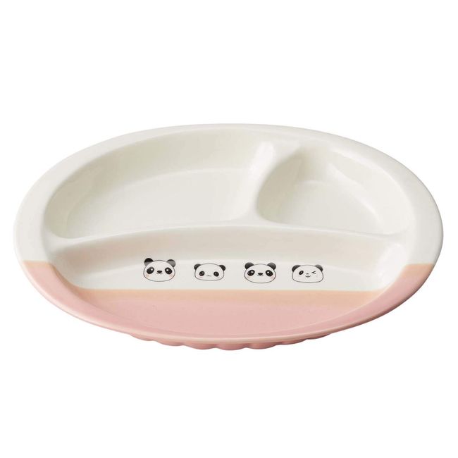 Banko Ware 17496 Children's Tableware, Pottery, Oven Safe, Lunch Plate, Divider Plate, One Plate, Panda Shan, Pink, Diameter 11.2 x 7.9 inches (28.5 x 20 cm), Microwave and Dishwasher Safe, Made in Japan