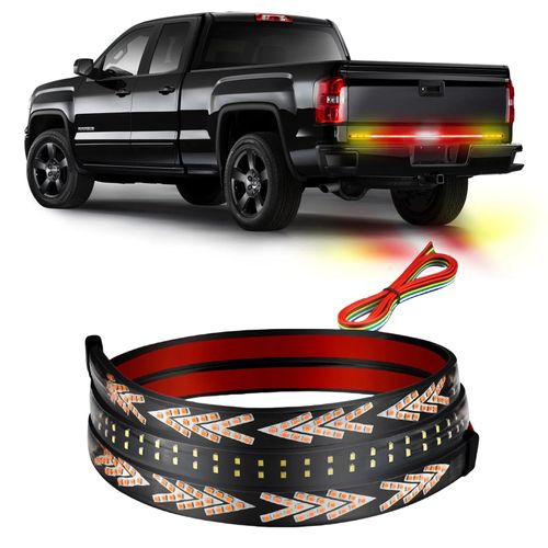 PIFOOG Tailgate Light Bar 60 Inch LED Strip for Truck Pickup Car SUV Double Row Amber White Red Brake Turn Signal Reverse Running Lights Rear Tail Warning Lighting Strips Waterproof 12V - 28V
