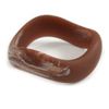 Avalaya Curvy Blurred Brown/White Acrylic Bangle Bracelet Matte Finish - Medium Size