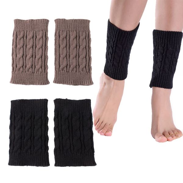 Belvanr Stulpen Damen Winter Beinwärmer 2 Paare Stulpen Bein Beinwärmer Damen Stricken Häkelarbeit Kurze Leg Warmers Stiefel Boot Abdeckung für Winterwärmer (Schwarz, Khaki)