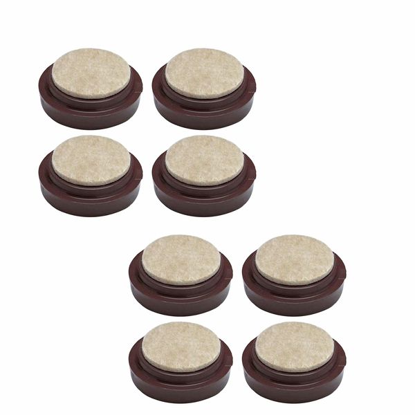 SUL Castor Caster Cup With Felt Pad Non Slip Floor Protector Glide For Chair Leg, Sofa Protect Wood Laminate Floor Tile Lino Floor From Scratch Dimension 66mm -8pk – Brown