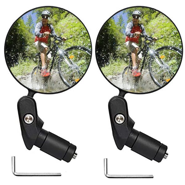 Leikedun Fahrradspiegel, 1 Paar, 360° verstellbarer Fahrradrückspiegel für Lenker, 18–22 cm, konvexer Weitwinkelspiegel für Lenker, Seitenspiegel mit 2 Schraubenschlüsseln, für Fahrrad, Mountainbike,