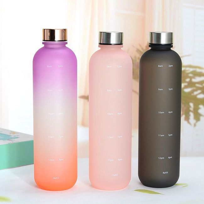 Travel Leakproof Frosted Plastic Water Bottle With Time Marker