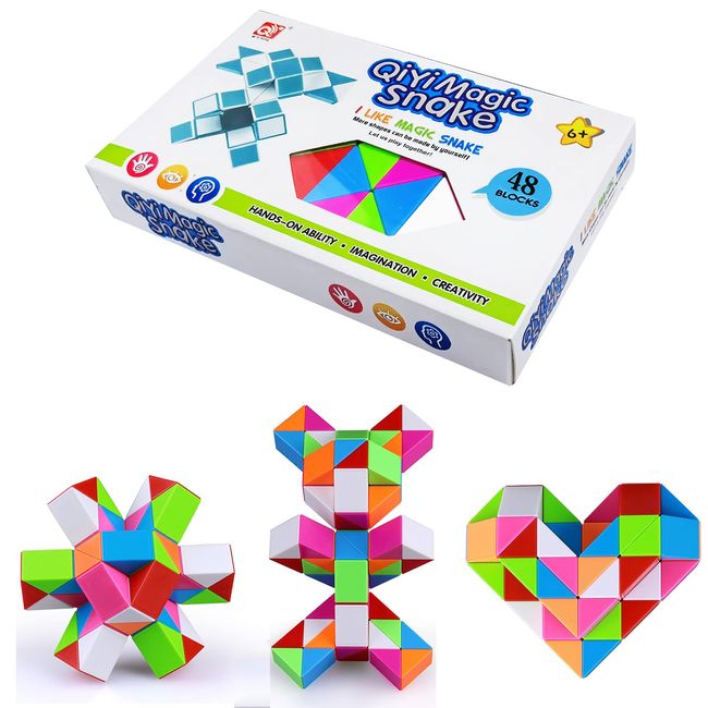 Magic Snake Cube Magic Snake, Magic Twist Puzzles, 48 Wedge Magic Ruler, Peas Snake, Twist Puzzle Cube, Stress Relief, Brain Training, Intelligence Game, Birthday Kids Gift, Green Rainbow