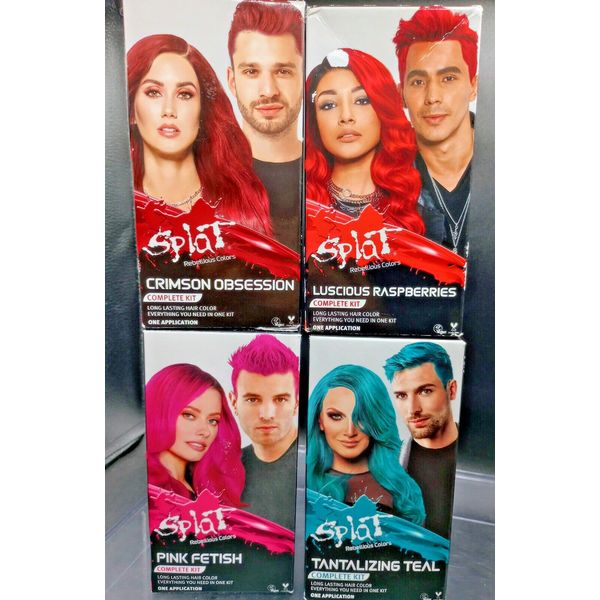 (4 Pack) Splat Complete Kit Semi-Permanent Teal Hair Dye W/Bleach -1 Application