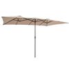 15 x 9 Ft Double-Sided Polyester Fabric Patio Umbrella & Crank Handle Vented Top