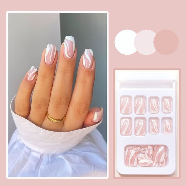 24pcs Press on Nails White Nail Tips Nails Fake French Tips Short Nails  Press on Nails