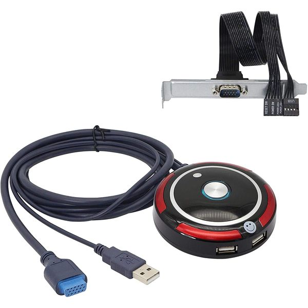 XMSJSIY PC Switch External PC Power Button, Desktop PC Power Button Computer Case Reset Switch External Remote Case VGA USB Motherboard On/Off Button with Two USB and Audio Ports - 160CM