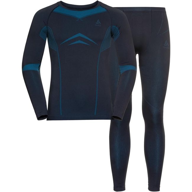 Odlo Herren Funktionsunterwäsche Set FUNDAMENTALS PERFORMANCE WARM, dark sapphire - blue jewel, M