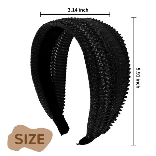 ACO-UINT Black Headband for Women, Extra Wide Headband Thick Headbands with Teeth, Large Head Bands for Women's Hair Fashion Hairbands Hair Accessories for Women