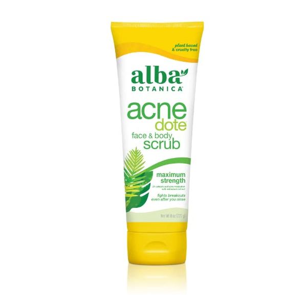 Alba Botanica Acnedote Face & Body Scrub, Maximum Strength 8 oz (Pack of 6)