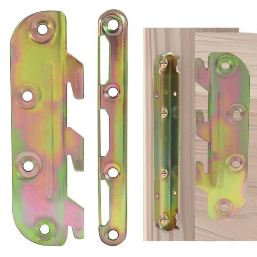 Kemcatui 4 Set Bed Rail Brackets, Bed Frame Hardware with Screws for Wood Bed Frame, Surface Mounted Bed Rail Brackets for Headboards/Footboards