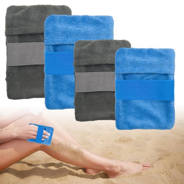 LEBERY Sand Removal Bag, 4Pcs Sand Remover for Beach, Talc-Free Powder Pouch Sand Remover Brush, Surf Sand Off Beach for Adults Kids Beach Sand Cleaner Beach Vacation Camping Essentials