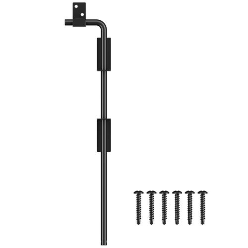18" Cane Bolt Gate Drop Rod Heavy Duty Stopper Hardware, Gate Ground Latch for Wood Metal Vinyl Gates Doors, Gate Drop Pin for Holding Gate to The Ground, Black Finish-1 Pack
