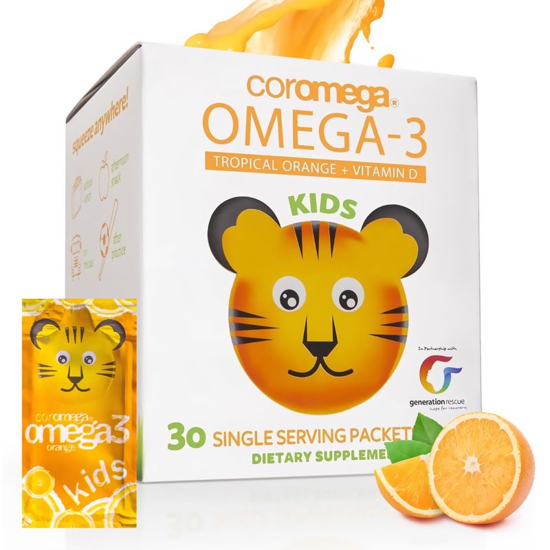 Coromega Kid's Omega 3 Fish Oil Supplement (650mg, 30 Single Serve ...