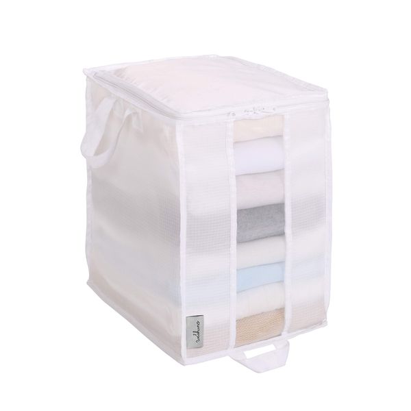 Towa Sangyo Garment Storage Bag, Washuno Durable, Washable Clothes Storage, 1 Piece, White, Approx. 9.8 x 13.8 x 14.2 inches (25 x 35 x 36 cm)