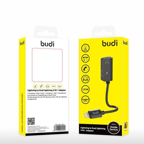BUDI Lightning to Dual Lightning 4 in 1 Adapter