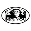CafePress Evolution, Chimp: 98% You Oval Car Bumper Sticker