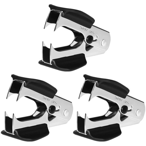 JIKIOU Staple Remover Staple Puller Removal Tool for School Office Home 3 Pack Staples Removal Tool with Safety Lock, Black