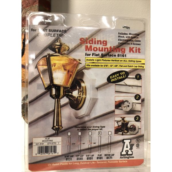 Flat siding outside lights mounting kit new