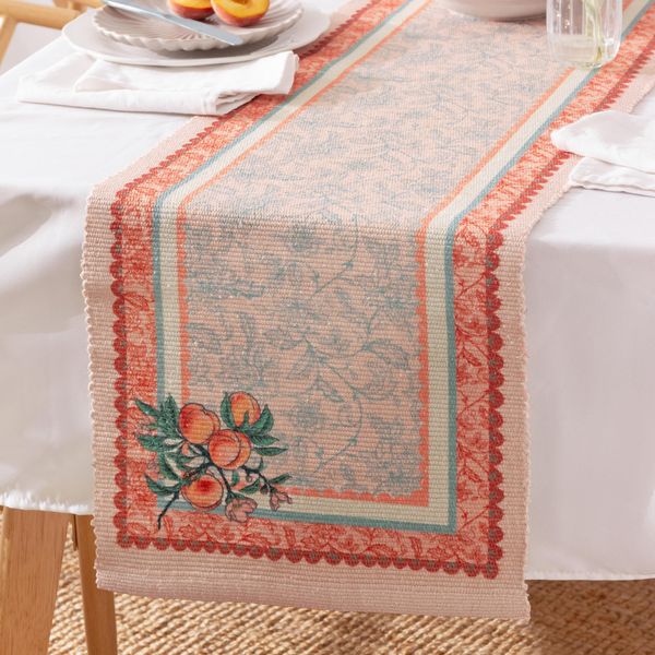 furn. Anemone Peaches Indoor/Outdoor Table Runner - Multi - 220 x 35cm