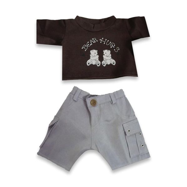 Teddy Bear Clothes Huggs Top & Trousers Outfit fits Build a Bear Build Your Bears Wardrobe (Brown)