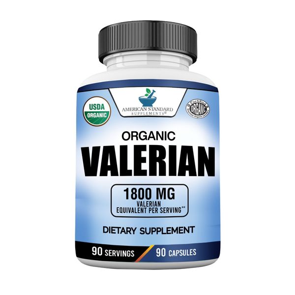 Organic Valerian Root 1800mg Per Serving -  90 Veggie Capsules