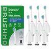 Brushmo e-Series Total Clean Replacement Toothbrush Heads, Compatible with Philips Sonicare Screw-on Electric Toothbrush Handles, 6 Compact Heads, Medium Firm Dupont Bristles, BM716, White